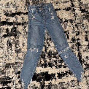 American Eagle Outfitters Light Blue Distressed Skinny Jeans